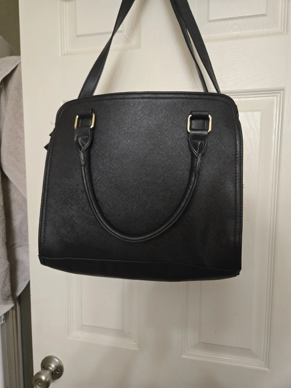 Icing Brand Leopard Print Satchel Handbag with Black Trim